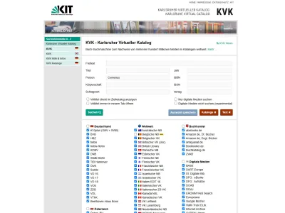 Virtuální katalog knihovny v Karlsruhe vytvořený tamním Technologickým ústavem (KIT) je vlastně "supersouborným" katalogem, kterým vyhledává nad množstvím národních agregátorů, digitálních knihoven, ale třeba i antikvářských nabídek. Ve výsledcích vyhledávání jsou jasně vyznačené výsledky, pro které je dostupný i digitalizát.