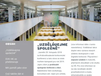 Úvodní strana newsletteru pro školy