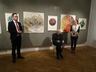 Vernisáž retrospektivy Jana Rajlicha Hloubka plochy, které se 10. 11. 2016 osobně zúčastnil v Galerii Václava Chada na Zlínském zámku, foto archiv autora