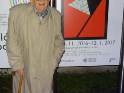 Vernisáž retrospektivy Jana Rajlicha Hloubka plochy, které se 10. 11. 2016 osobně zúčastnil v Galerii Václava Chada na Zlínském zámku, foto archiv autora