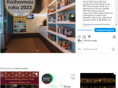 Instagram Městské knihovny v Praze