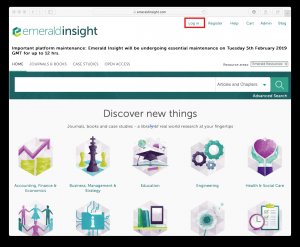 Ukázka přihlášení účtem z Univerzity Karlovy u Emerald alt obrázku