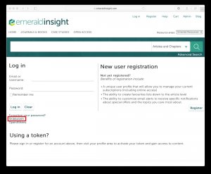 Ukázka přihlášení účtem z Univerzity Karlovy u Emerald alt obrázku