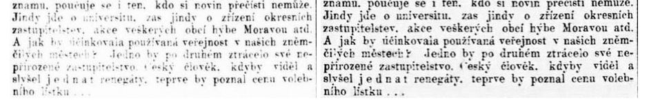 Ukázka zlepšení kvality textu u digitalizátů Lidových novin. Vlevo původní digitalizát, vpravo výsledek aplikace neuronové sítě.