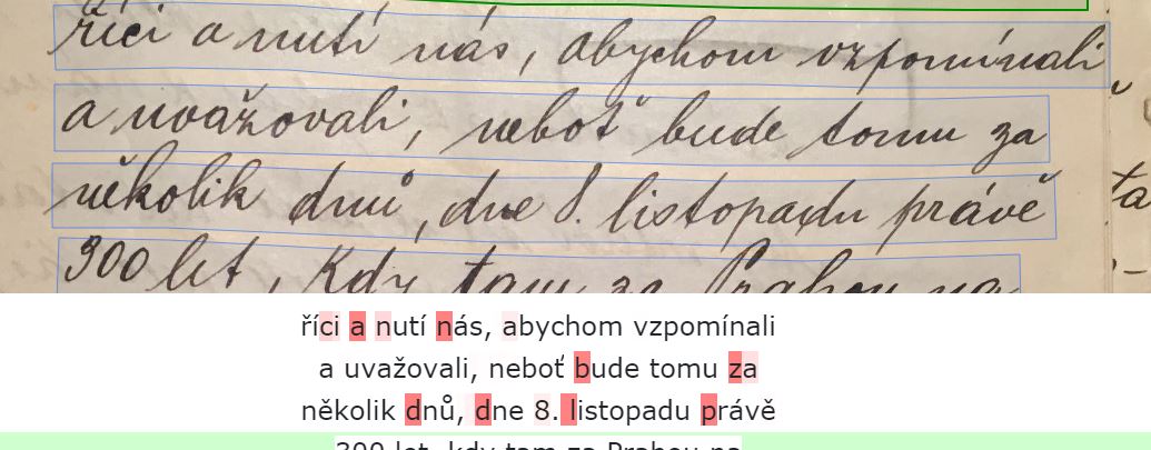 Ukázka první verze bez lidského zásahu – výsledky HTR (M. Dvořáková)