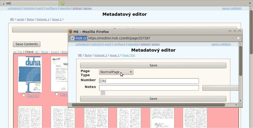 Přehled stránek a určování jejich typu