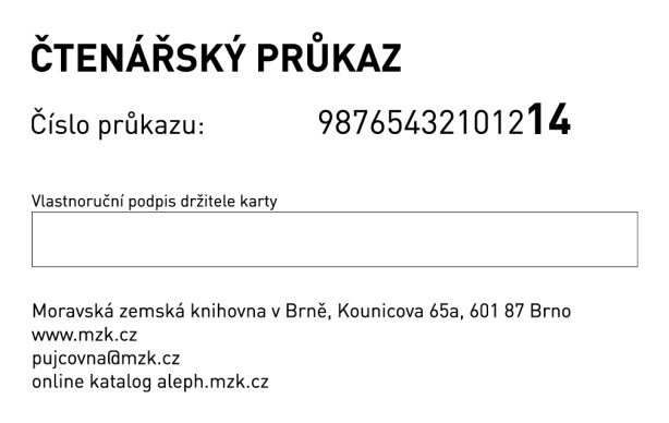 Zadní strana průkazky